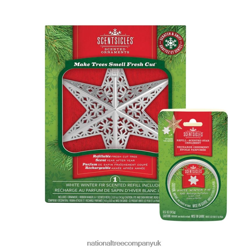 decoration | National Tree Company Scentsicles Decorative Ornament Metal White Star White Winter Fir with Refill F2L4F548